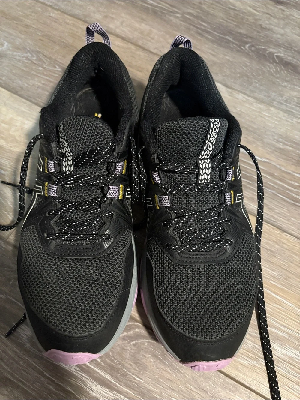 Asics Black and Light Purple Athletic Running Sneakers